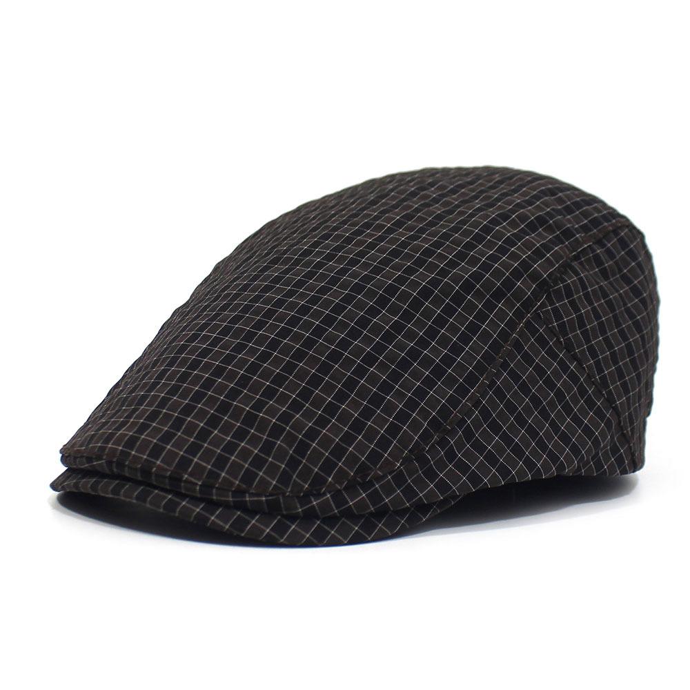 Летний новый быстросохнущий тонкий берет регулируемая мужская кепка модная клетчатая кепка кепка козырек Adjustable коричневый