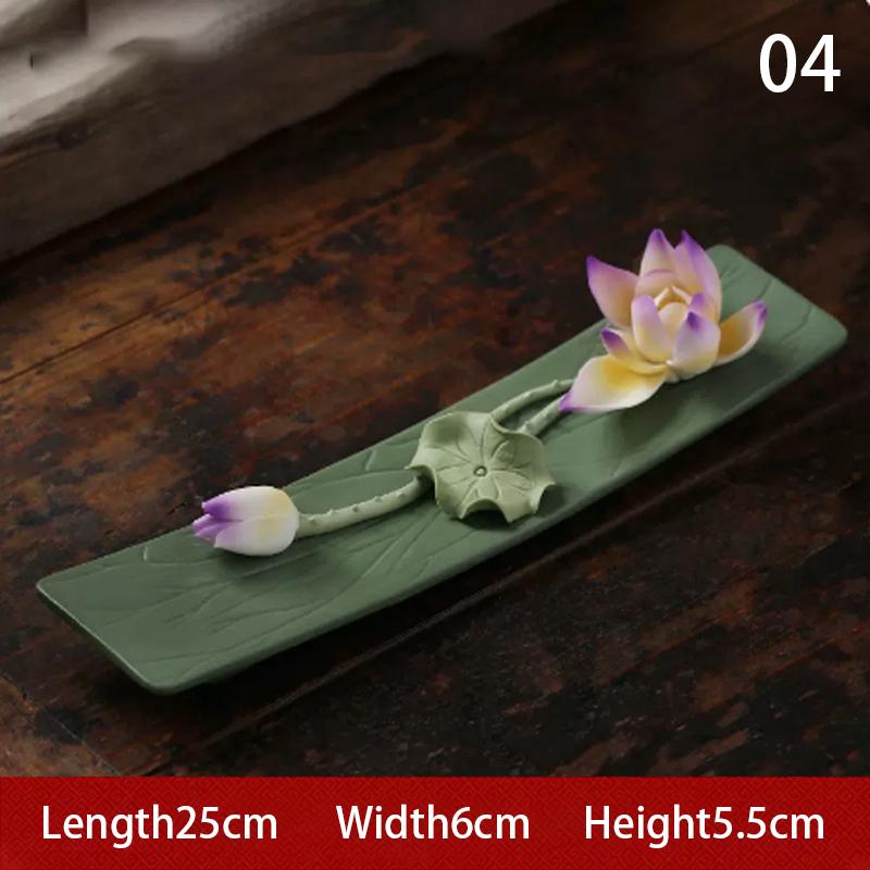 Ceramic Lotus Incense Stick Holder Household Zen Lotus Ceramics Incense Burner Ceramic Handicrafts Home Ornaments (NO Incense)