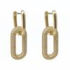 14K Gold Plated Double Section U-shape Horseshoe Oval Hoop Earrings for Women Vintage Ins Removable Earrings Party Jewelry