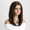 Medium Long Brown Ombre Synthetic Wigs for Women Middle Part Straight Wig Daily Cosplay Wigs Heat Resistant Wigs