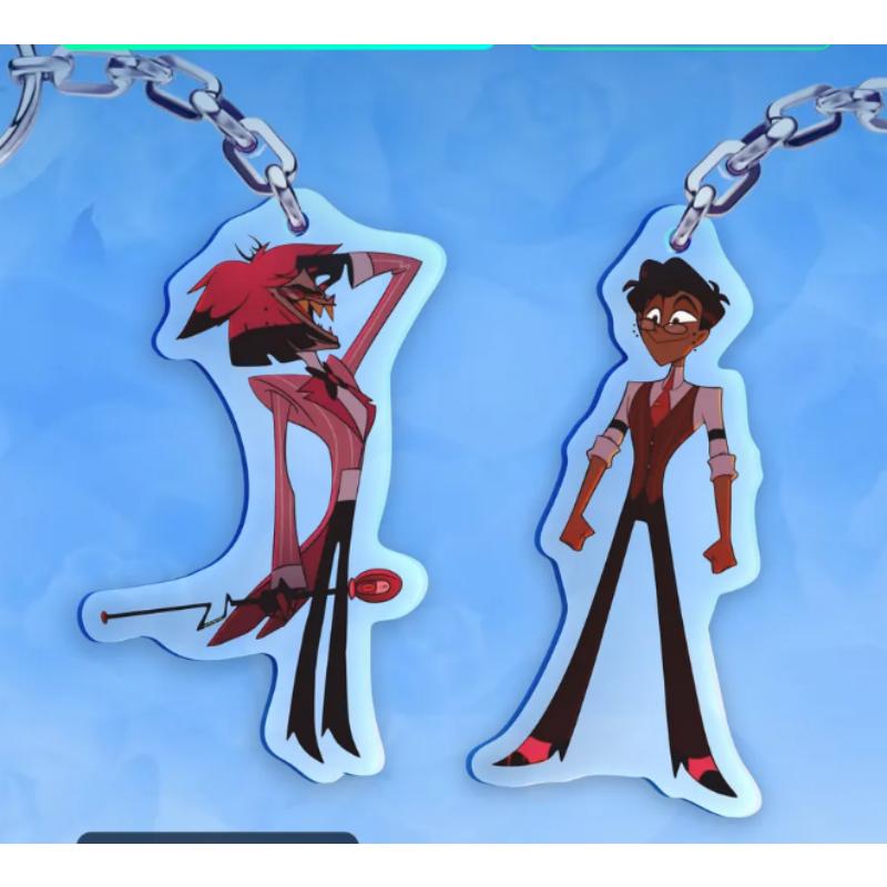 Anime Cartoons Acryl Sleutelhanger voor Alastor Vox Rosie Keekee Zelfgemaakte Auto Sleutel Hanger Acryl Sleutelhanger Randhanger Cadeau 2psc white