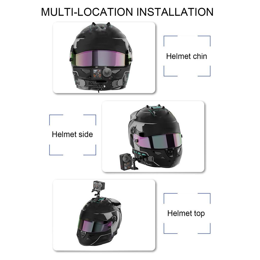 Motorcycle Helmet Chin Mount for Action Camera 3 Sections Detachable Double Sided Ddhesive 360 Degree Rotation Helmet Chin Mount