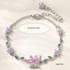 Luxury Pink Cubic Zirconia Chain Fashion Shiny Rhinestone Bangle  For Women
