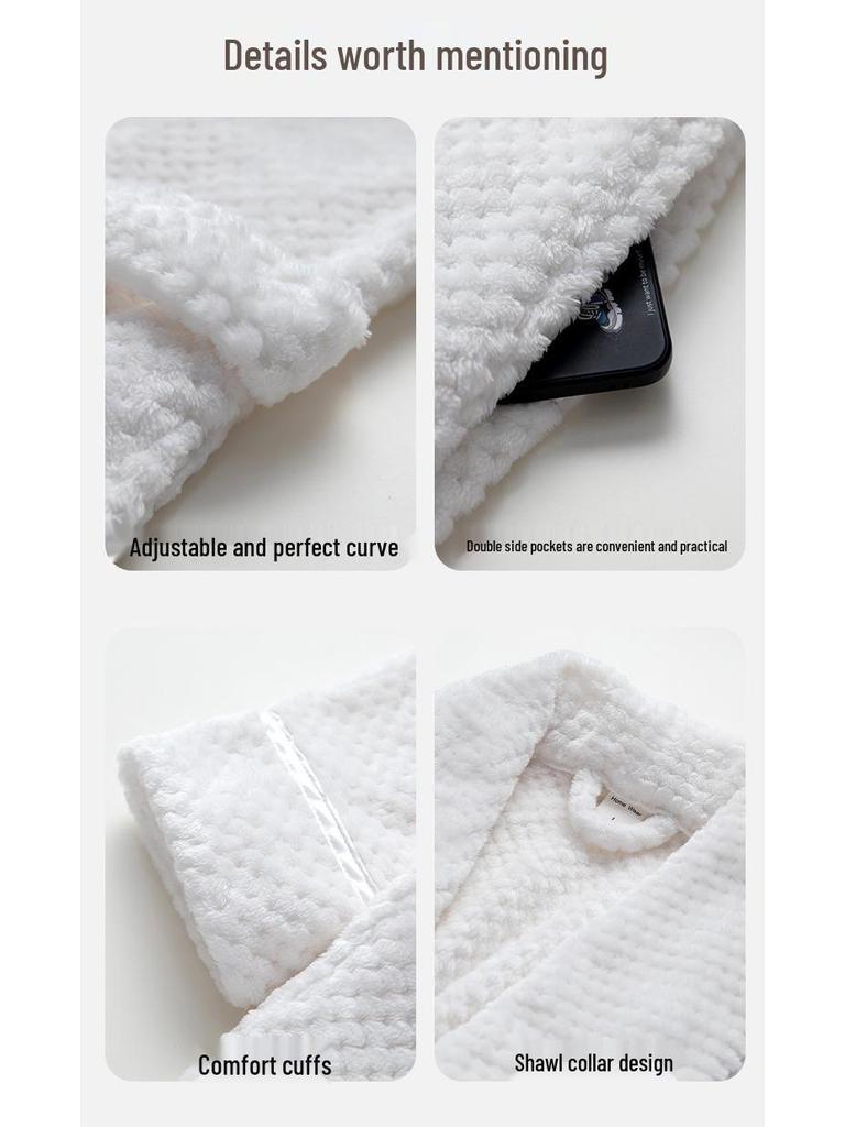 Extra Langer Übergröße Samt Partner Bademantel: Dicke, kuschelige Herbst-/Winter-Pyjamas für Damen.