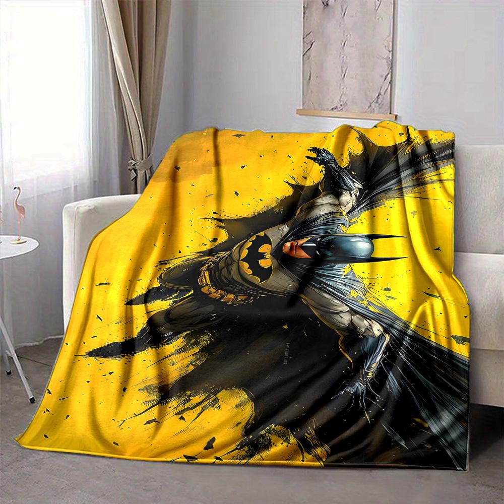 1pc Batman Hero Flannel Throw Blanket Lightweight Soft Warm All Season Blanket for Sofa, Bed, Travel, Camping L1024219