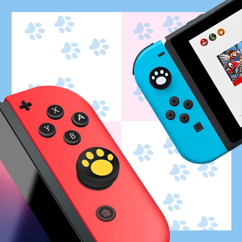 Nintendo Joystick Cat Claw and Paw Button Paw Print Silicone Controller Comfortable Easy Compatible with 8 Colors Joy-Con Covers, Covers, Design,