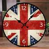 Orologio da Parete Rotondo Silenzioso in Legno con Design a Bandiera, Adatto per Soggiorno, Ufficio, Studio, Camera da Letto, Decorazione per la Casa