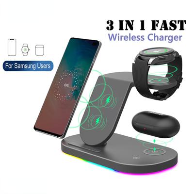 Bezprzewodowa ładowarka 3 w 1 z inteligentną diodą LED 15W stacja dokująca do szybkiego ładowania dla iPhone'a Samsung S22 S21 Galaxy Watch 5 4 Buds Pro