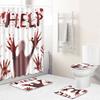 Halloween Blood Handprint Horror Bathroom Shower Curtain Four-Piece 3D Thriller Toilet Three-Piece Floor Mat Carpet