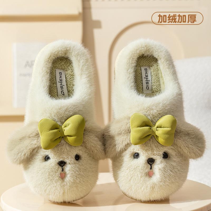 Fashion Autumn Winter Cartoon Slippers Unisex Home Cotton Shoes Women Men Indoor Fluffy Plush Warm Platform House Slippers