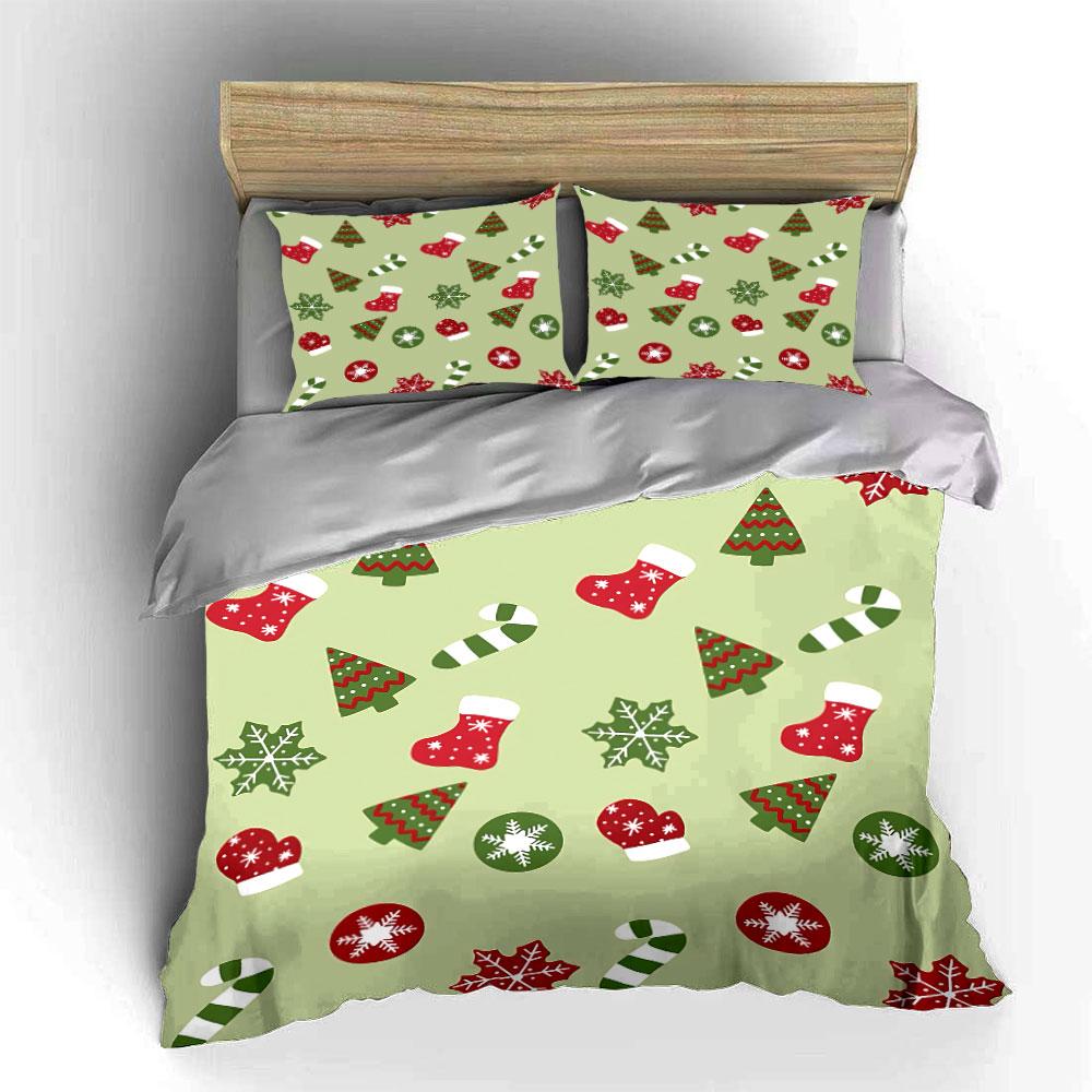 Christmas Pattern with Trees Bedding Duvet Cover Set Duvet Cover Pillowcases (1*Duvet Cover 2*Pillowcases, Without Duvet Insert)