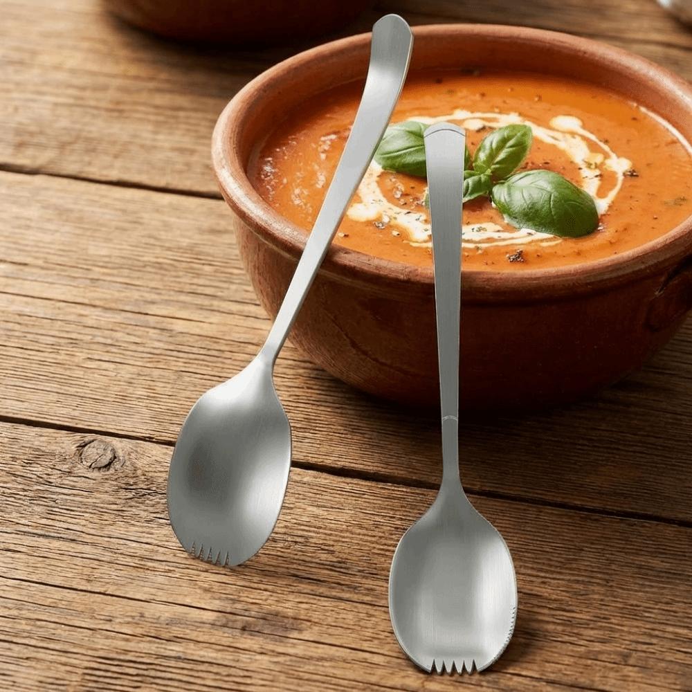 Stainless Steel Kitchen Spoon Fork Thickened Serving Soup Spoon Salad Spoon Hotel