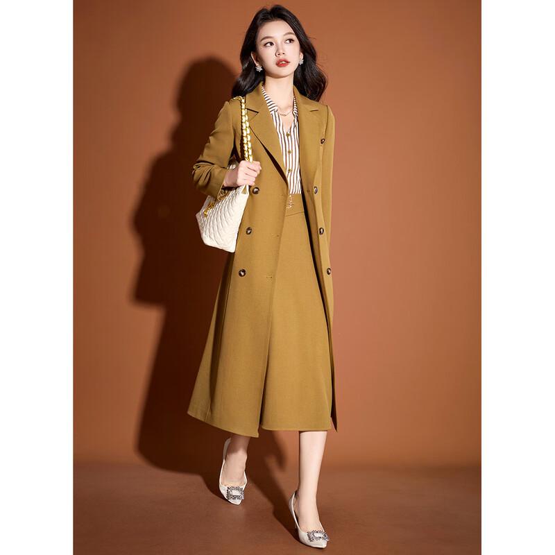 Meilan Ni Elegant Double-Breasted Trench Coat Dress Set XL