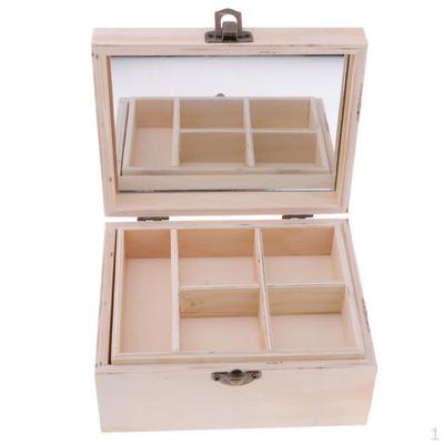 Rechteckiges Schmucketui, Hochzeitsgeschenk, Make-up, Kosmetik, Ohrringe, Ring, Schreibtisch, Make-up, aus Holz
