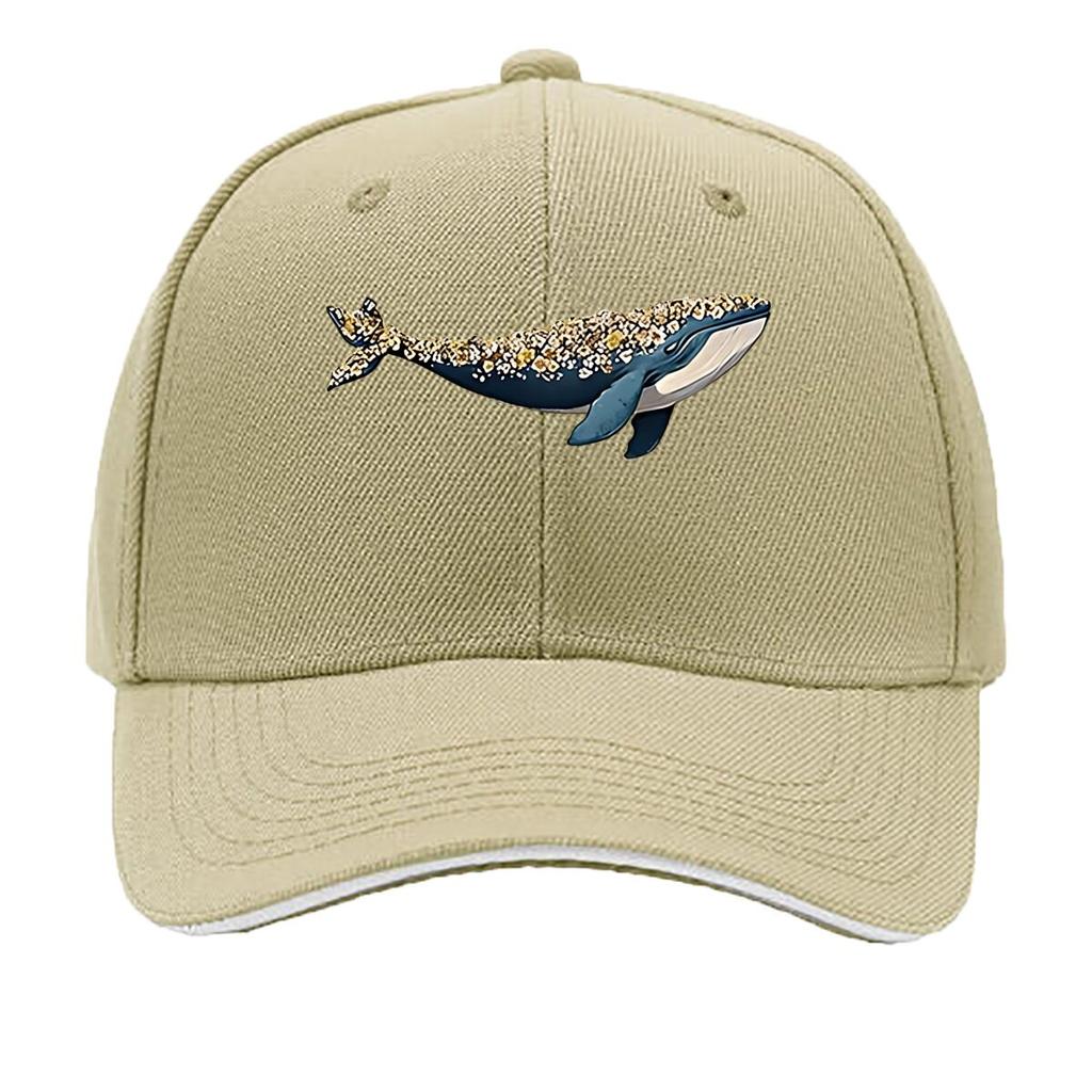 Casual Outdoor Baseball Cap for Unisex with a Fun Floral Whale Print Adjustable And Sporty Sandwich Baseball Cap
