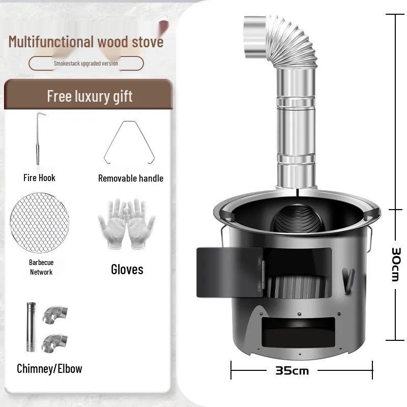 Portable Outdoor Firewood Stove for Camp Cooking and Tea Brewing