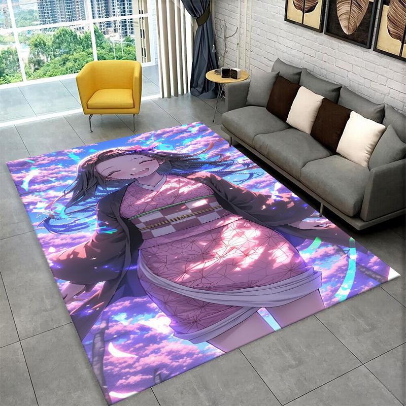 Cartoon Demon Slayer Anime Kamado Nezuko Tanjirou Carpet Rug for Playroom Bedroom Living Room Sofa Home,kid Non-slip Floor Mat