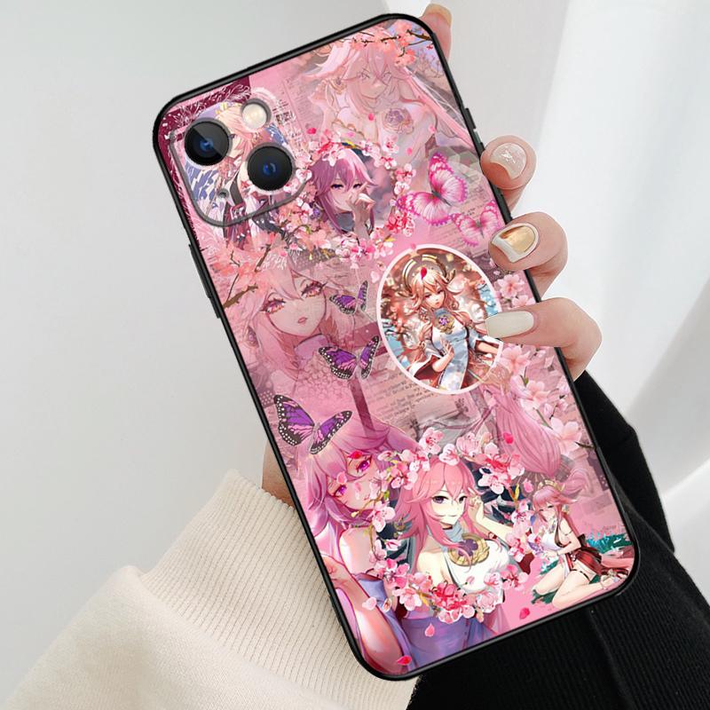 Yae Miko Genshin Impact Phone Case For iPhone 17 Pro Max 14 13 12 11 15 16 Pro Max mini 16 15 Plus 16e 17 Air Cover