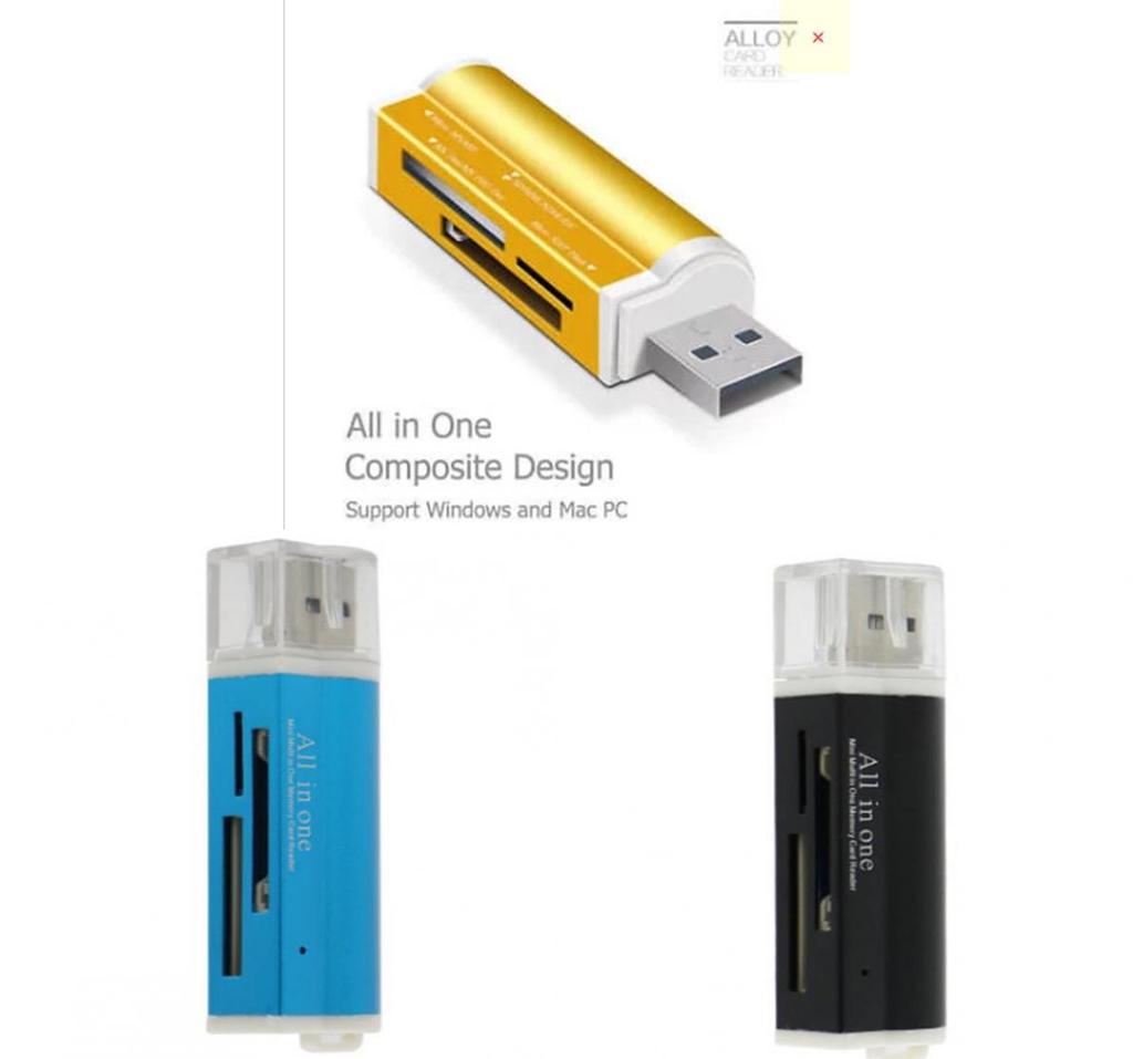 Stylish Gold Usb 2.0 All In 1 Multi Memory Card Reader With Versatile Storage Options