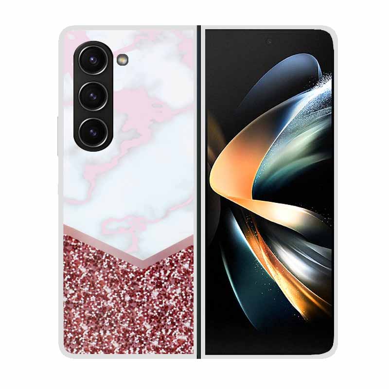For Samsung Galaxy Z Fold 5 ZFold5 Cases Marble Transparent Shockproof Protection Hard Back Cover For Samsung Z Fold 5 5G Cases