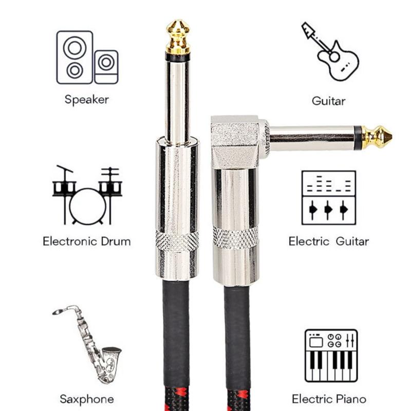6.35mm To 6.35mm 90 Degree Right Angle Sound Cable For Electric Guitar Basses Mixer 6.35mm Connectors Long Elbow Wire