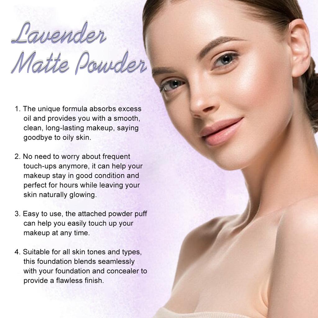 Poudre Matifiante Lavande EELHOE Éclaircissante Contrôle de l'Huile Imperméable Lissante Poudre de Fond de Teint Maquillage avec Houppette Poudre Libre Fixante