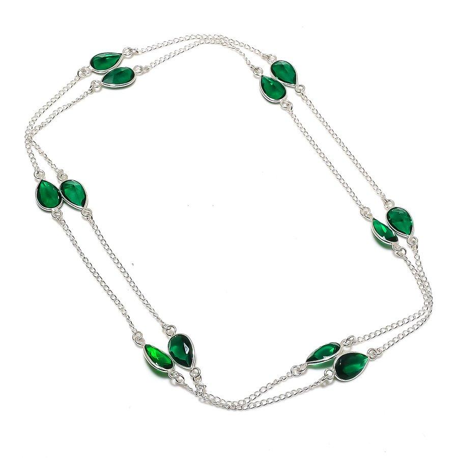Natural Chrome Diopside Gemstone 925 Sterling Silver Jewelry Necklace 18 ASN-6097