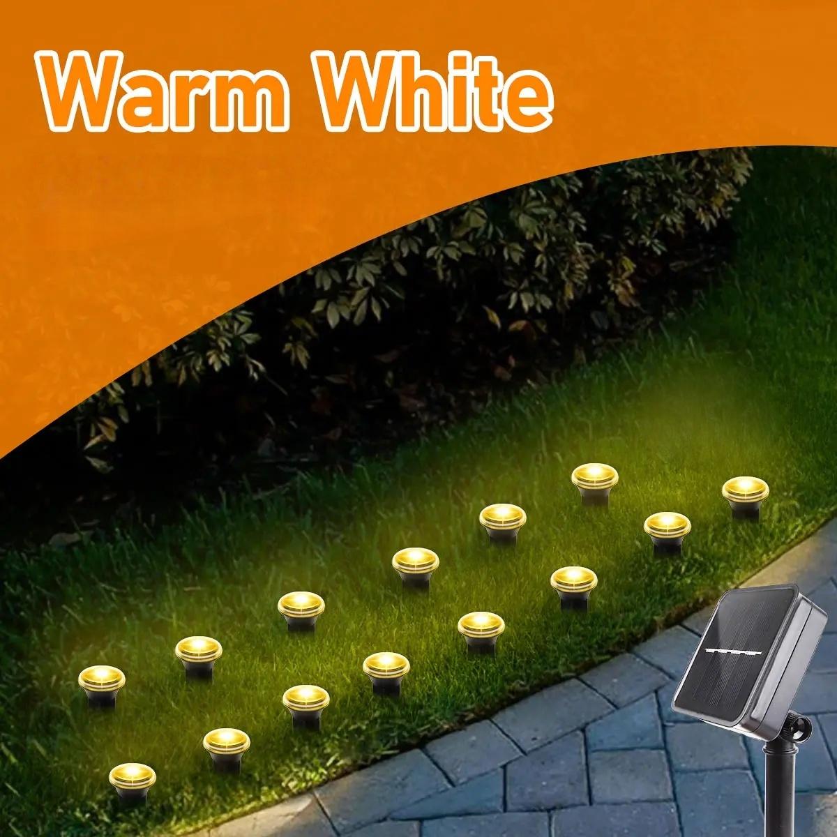 

15/30 светодиодов Солнечный светодиодный садовый светильник для дорожки 8 режимов Наружный водонепроницаемый газонный светильник для кемпинга, свадеб, рождественского праздничного освещения 1pc-15LEDS