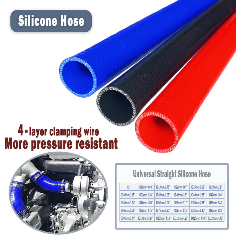 Red Blue Black 4-layer Universal Straight Silicone Hose Intercooler Turbocharger Tube High Temperature And High Pressure 1 Meter