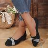 New European & American Plus Size Pointed Toe Lightweight Slip-on Casual Flat Shoes, Rhinestone Loafers For Women