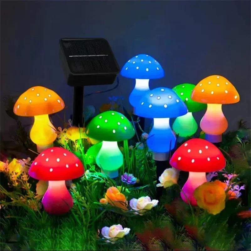 Colorful Mushroom LED Solar Lawn Lamp External Solar Lights Wedding Camping Party Home Decoration Garden Summer Decor Light