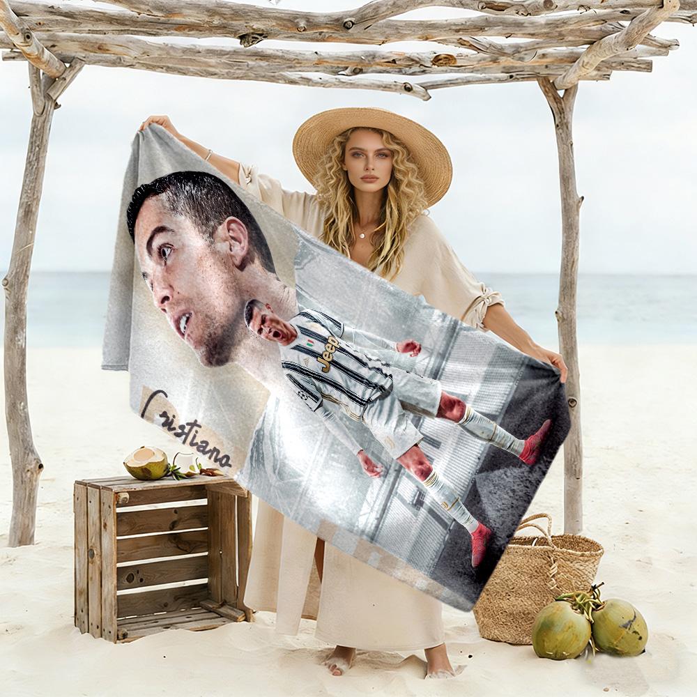 Ronaldo Action Beach Towel High Absorbency & Quick-Dry Comfortable Lightweight Perfect for Traveling Yoga Camping and Swimming