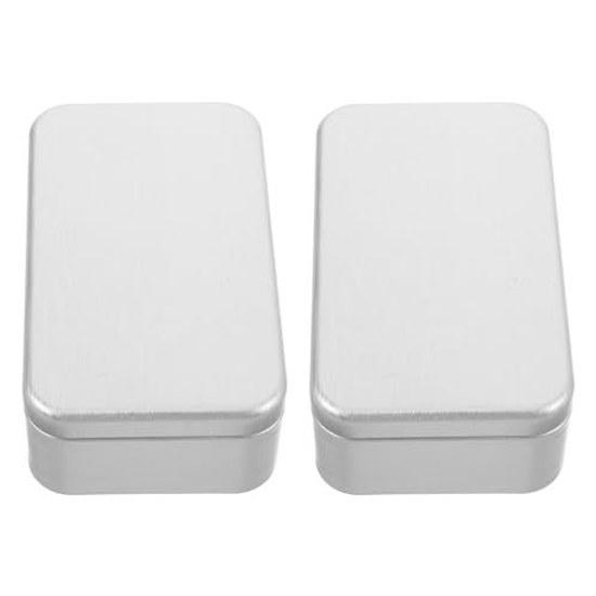No-brand item 2 pieces Silver golf tee case can square tin storage box lid Ideal organizing small items jewelry Convenient portable organizer travel