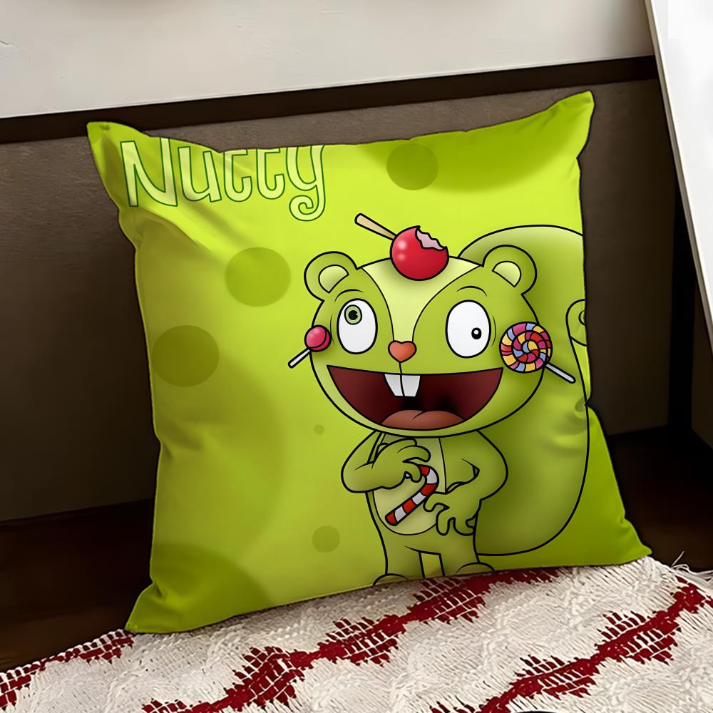Anime HHappy Tree FFriends Kissenbezug Wendbar Weich Langlebig Kissenhülle Zuhause Auto Mehrzweck für täglichen Komfort