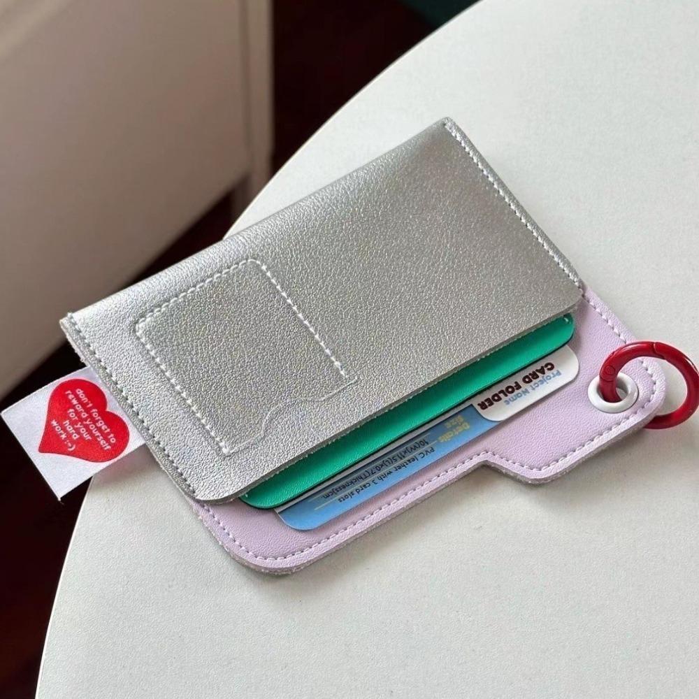 

PU Leather Card Holder Lightweight Ultra-thin Card Bag Multi-card Holders Candy Color Passport Holder Women Men срібний