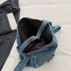 Vintage Denim Tote Bag Multi-Pocket Commuter Shoulder Crossbody Bag