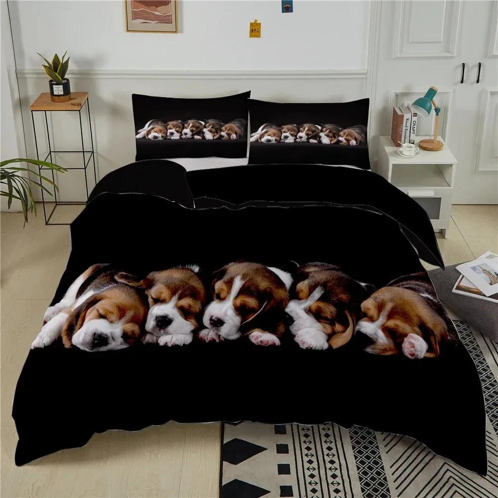 

Комплект постельного белья для собак с 3D рисунком, милый французский бульдог, щенок, пододеяльник, наборы с мультяшным рисунком, домашние животные, домашний текстиль, размер Queen, 2/3 шт., King Full EU single(135x200cm)