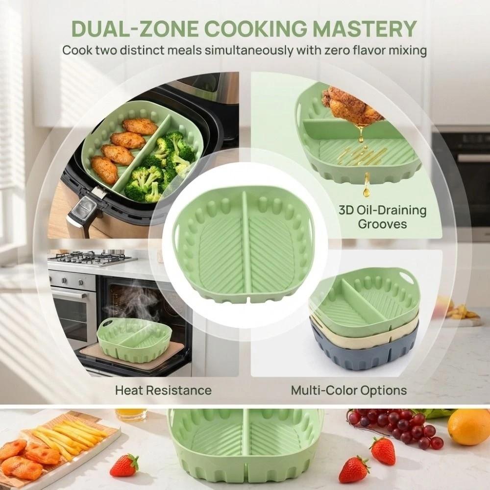 Flexible Silicone Air Fryer Liner Food Grade Circular Oven Basket Mat Air Fryer Accessories