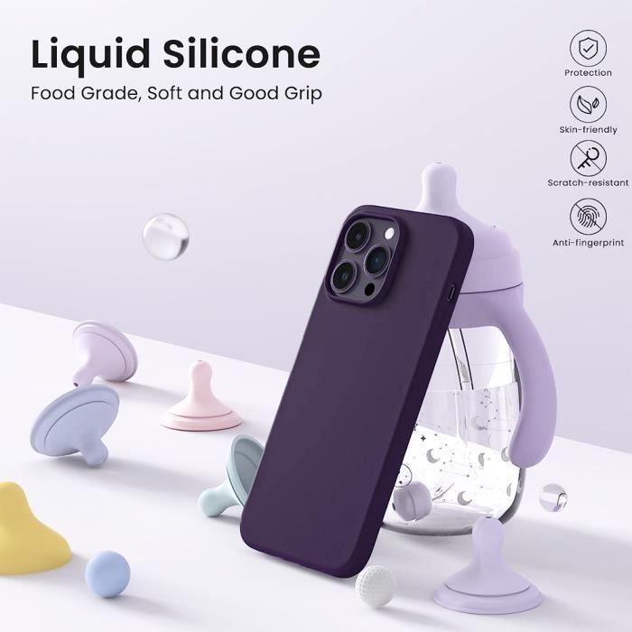 Coque - E.F.CONNECTION - iPhone 15 Pro - Silicone Violet Foncé - Antidérapante - Flexible