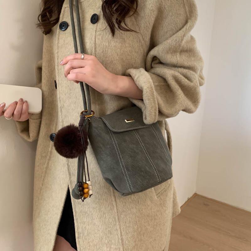 REWELL Suede Pumpkin Bucket Bag