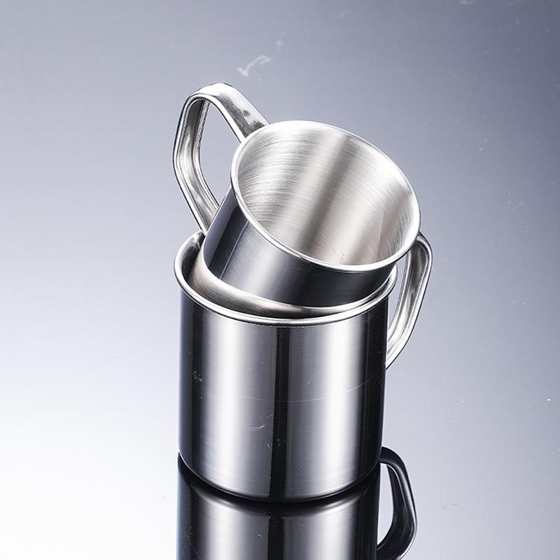 1Pc Stainless Steel Coffee Mug Camping Cup Portable Soup Mug For Travel Home Unbreakable Drinking Cup With Handle For Coffee