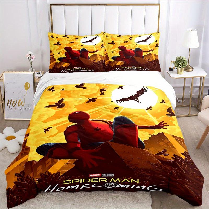 3pcs Spider-Man Homecoming 1 Cover+2 Pillowcases, Pillow Inserts Not Included, Machine Washable, All-Season Use, Teen and Adult Rooms115