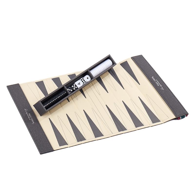 Light Weight Rolls Up PU Leather Backgammon Game Mat Backgammon Board And Chess Set For Traveler And Game Enthusiasts
