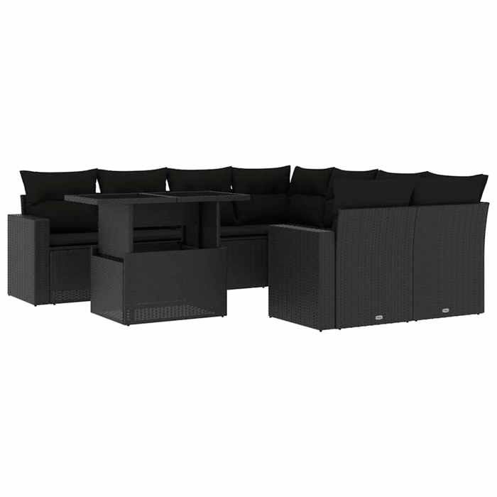 VidaXL Salon de jardin 9 pcs avec coussins noir résine tressée 3267165