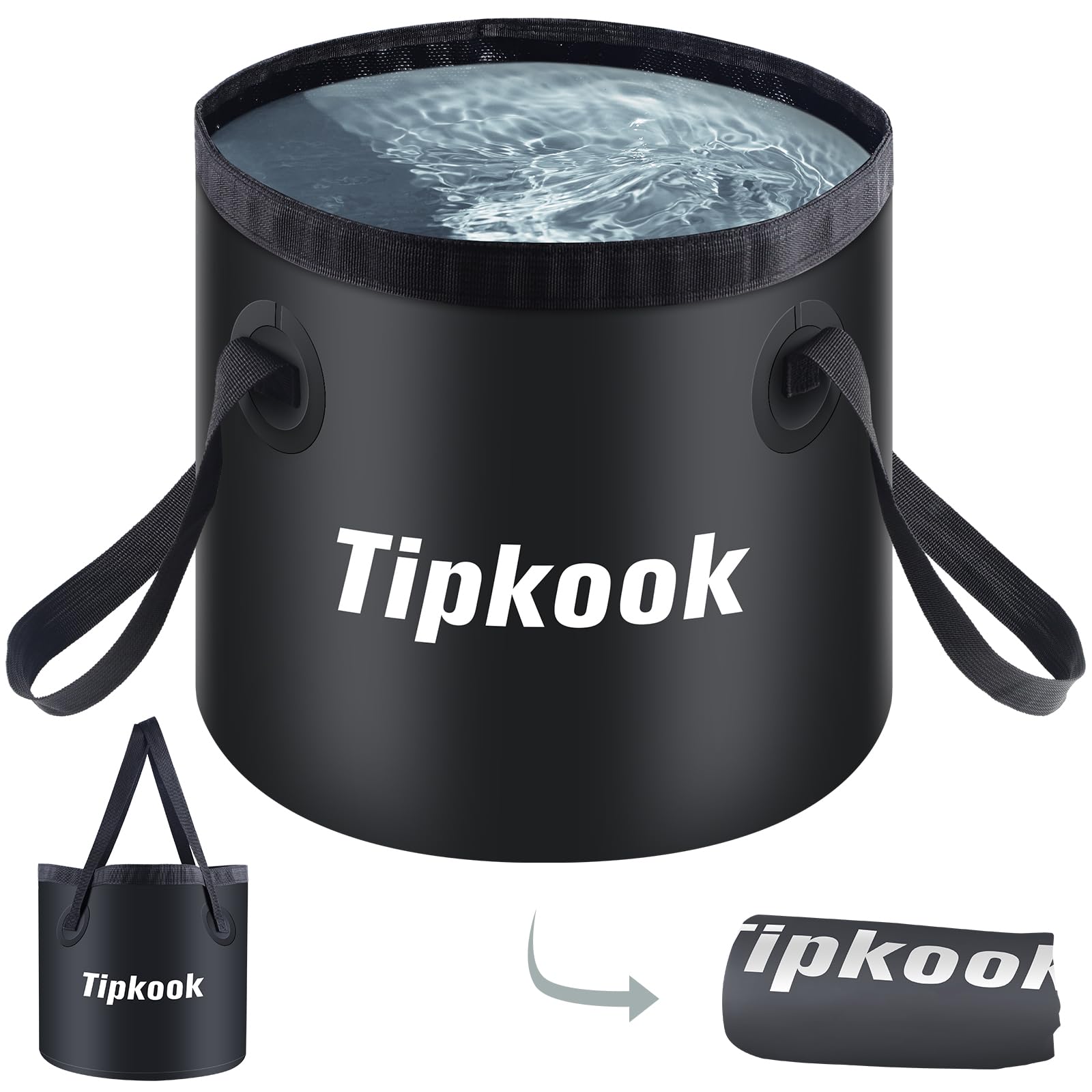 

Tipkook Folding Bucket [Large Capacity - 20L], Foldable, Portable, Self-Standing, Durable, Multifunctional, Compact, Portable with Handle, Perfect
