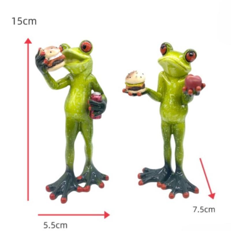 Couple Frog Statue Creative Frog Painter Fashionable Outdoor Vacation Frog Resin Sculpture Home Interior Desktop Decoration