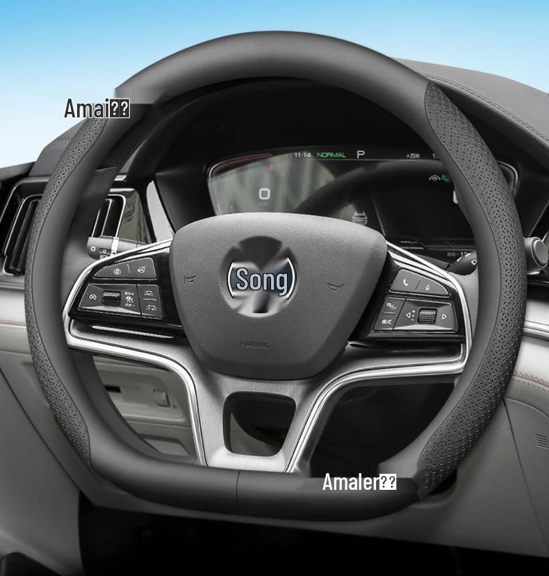 BYD Genuine Leather Steering Wheel Cover for Han EV, Qin, Song PLUS, Tang DMI, Yuan Pro, Dolphin Models