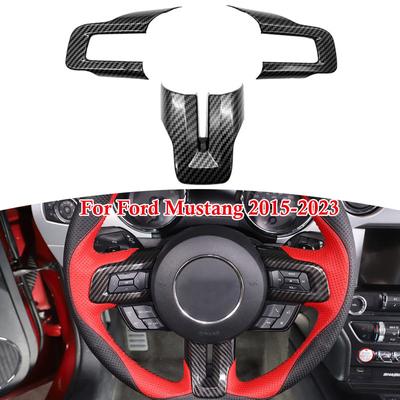 3 Teile/satz Carbon Fiber Stil Auto Innen Zubehör Lenkrad Abdeckung Trim Fit für Ford Mustang 2015-2023
