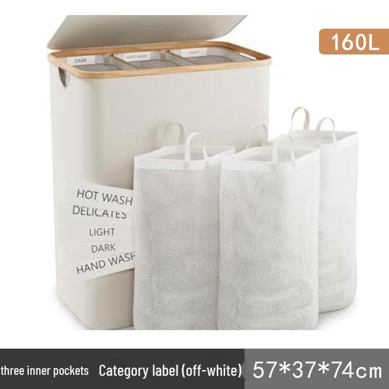 Foldable Large-Capacity Laundry Hamper with Lid and Inner Bag