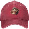 Casquette de Baseball Café et Livres Style Denim Lavé Vintage Casquette Dad Réglable Unisexe Décontractée